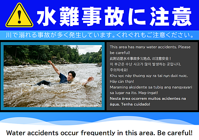 水難事故防止チラシ（多言語）｜事件事故災害アーカイブJPが作成